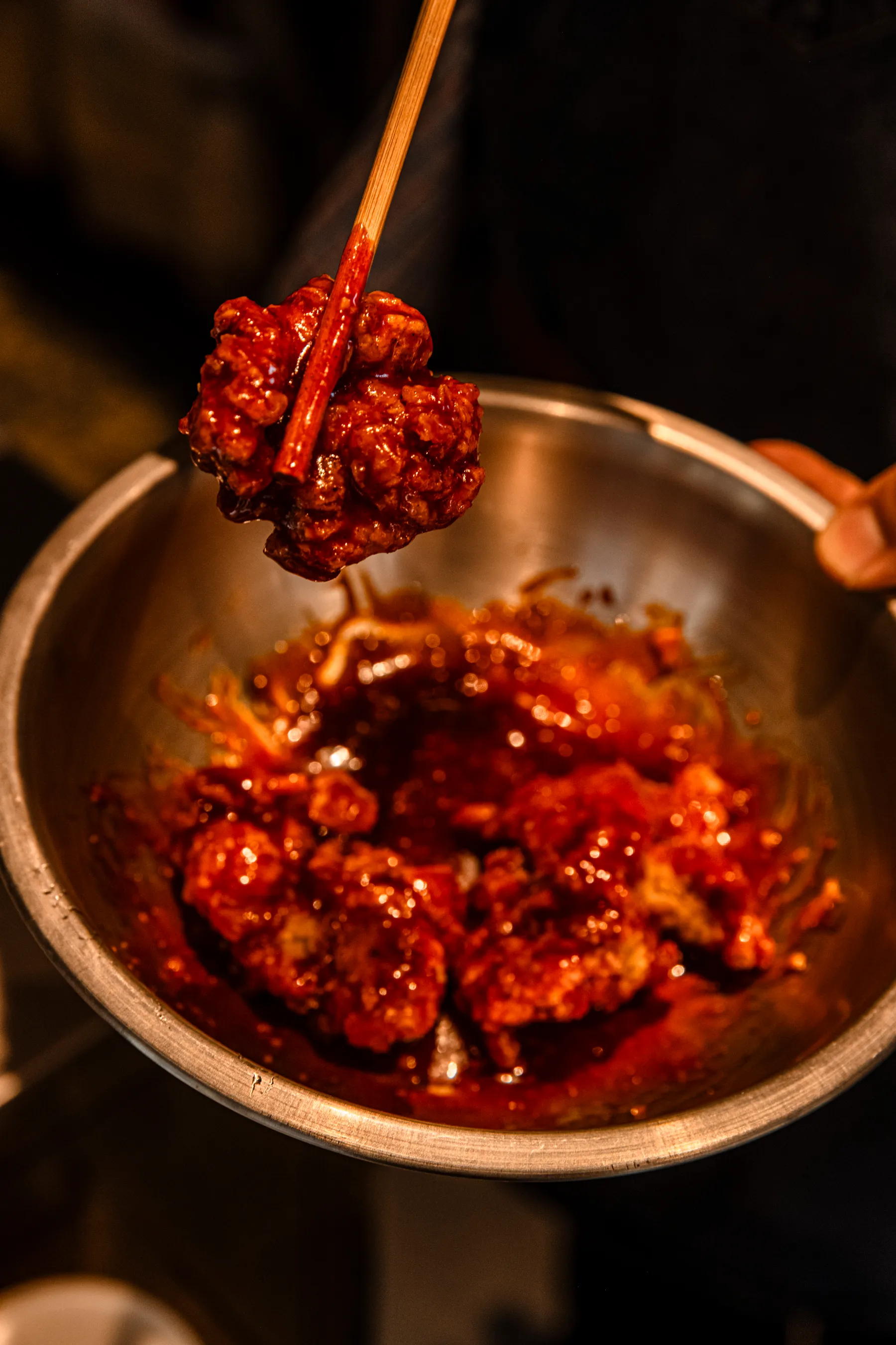 WATDA's spicy gochujang chicken, fresh from the pot